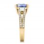 14k Yellow Gold 14k Yellow Gold Custom Blue Sapphire And Diamond Engagement Ring - Side View -  100703 - Thumbnail