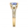 18k Yellow Gold 18k Yellow Gold Custom Blue Sapphire And Diamond Engagement Ring - Side View -  100703 - Thumbnail