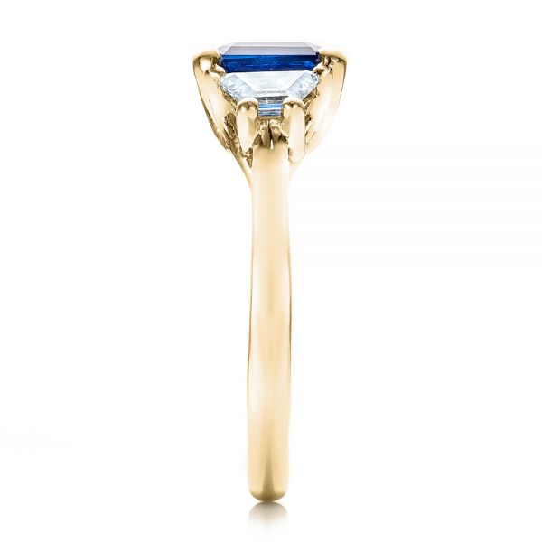14k Yellow Gold 14k Yellow Gold Custom Blue Sapphire And Diamond Engagement Ring - Side View -  100855