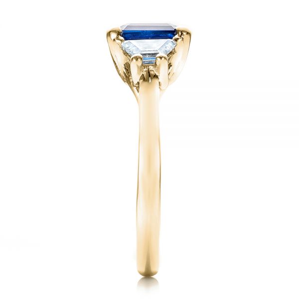 18k Yellow Gold 18k Yellow Gold Custom Blue Sapphire And Diamond Engagement Ring - Side View -  100855