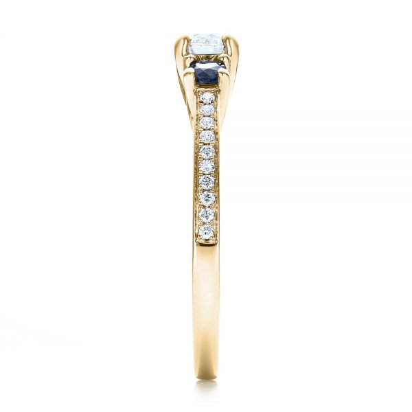18k Yellow Gold 18k Yellow Gold Custom Blue Sapphire And Diamond Engagement Ring - Side View -  100876