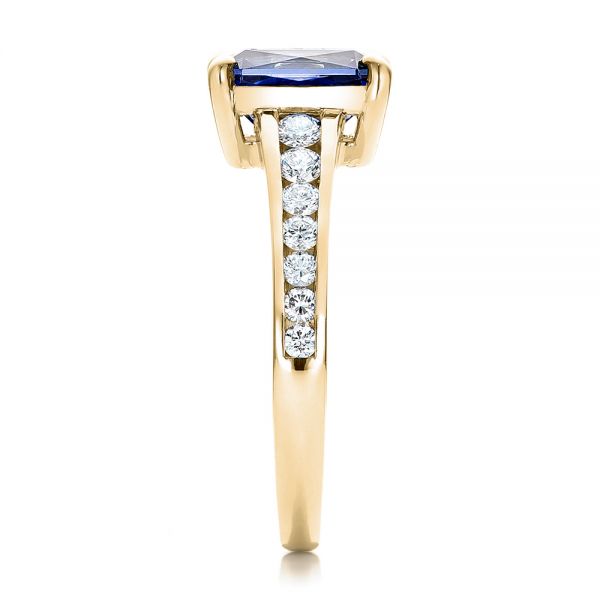 18k Yellow Gold 18k Yellow Gold Custom Blue Sapphire And Diamond Engagement Ring - Side View -  100923