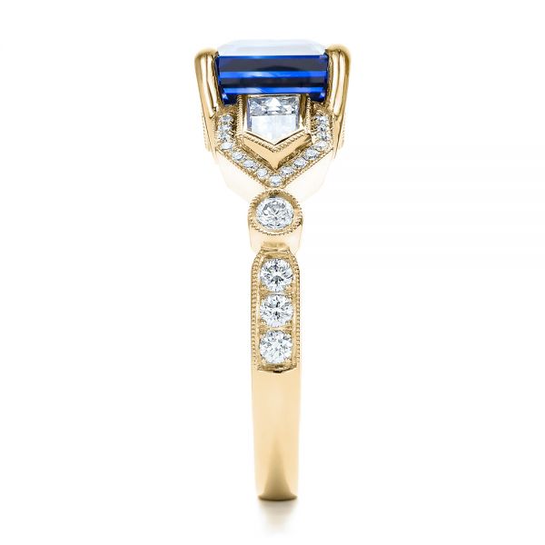 14k Yellow Gold 14k Yellow Gold Custom Blue Sapphire And Diamond Engagement Ring - Side View - 101164