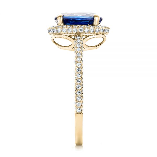 18k Yellow Gold 18k Yellow Gold Custom Blue Sapphire And Diamond Engagement Ring - Side View -  102049