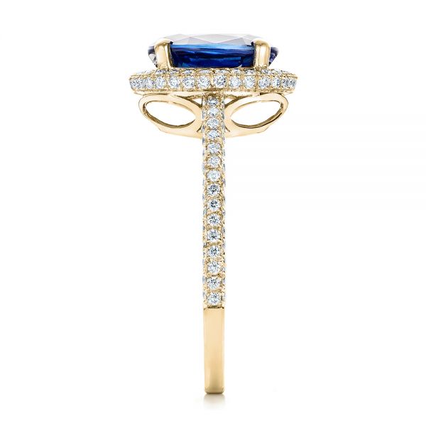 14k Yellow Gold 14k Yellow Gold Custom Blue Sapphire And Diamond Engagement Ring - Side View - 102049