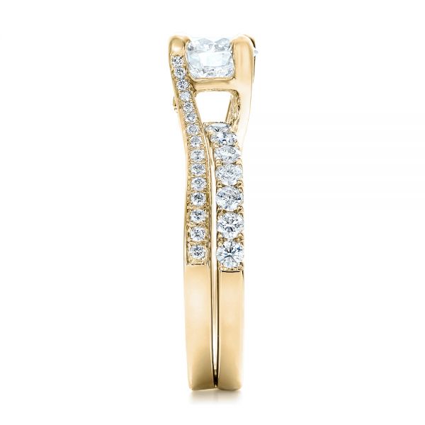 18k Yellow Gold 18k Yellow Gold Custom Blue Sapphire And Diamond Engagement Ring - Side View - 102070
