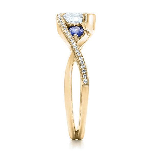 18k Yellow Gold 18k Yellow Gold Custom Blue Sapphire And Diamond Engagement Ring - Side View -  102251