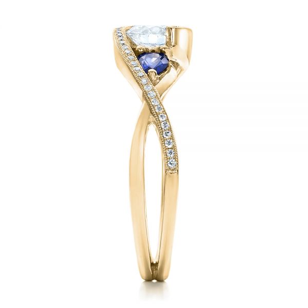 18k Yellow Gold 18k Yellow Gold Custom Blue Sapphire And Diamond Engagement Ring - Side View - 102251