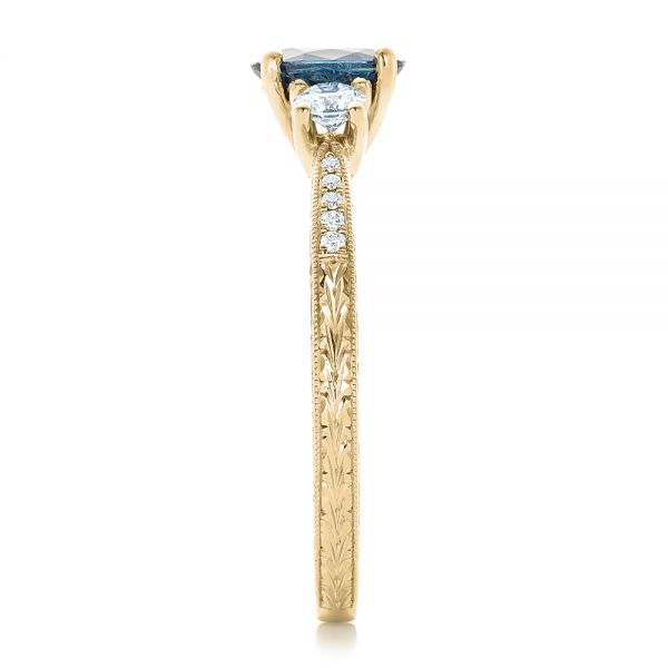 14k Yellow Gold 14k Yellow Gold Custom Blue Sapphire And Diamond Engagement Ring - Side View - 102274