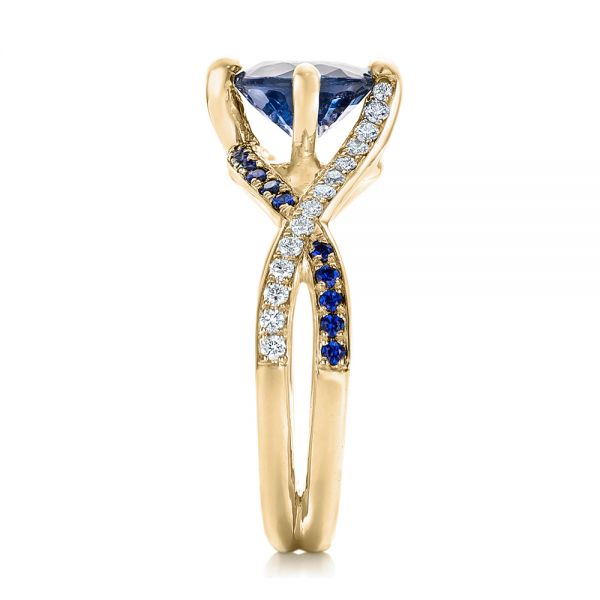 14k Yellow Gold 14k Yellow Gold Custom Blue Sapphire And Diamond Engagement Ring - Side View - 102312