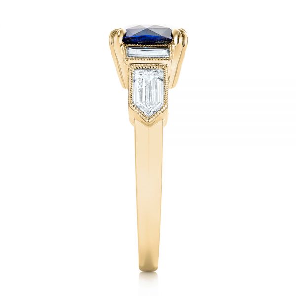 18k Yellow Gold 18k Yellow Gold Custom Blue Sapphire And Diamond Engagement Ring - Side View -  102870