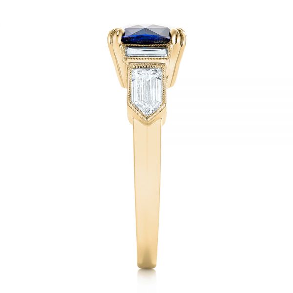 18k Yellow Gold 18k Yellow Gold Custom Blue Sapphire And Diamond Engagement Ring - Side View - 102870