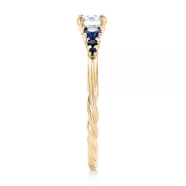 14k Yellow Gold 14k Yellow Gold Custom Blue Sapphire And Diamond Engagement Ring - Side View -  103015