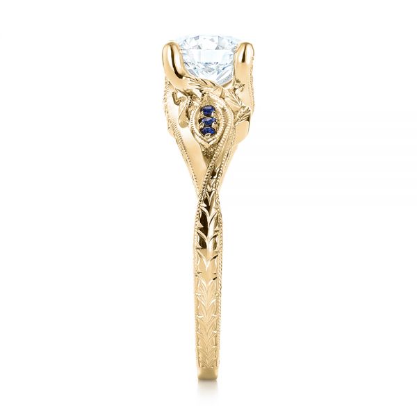 14k Yellow Gold 14k Yellow Gold Custom Blue Sapphire And Diamond Engagement Ring - Side View - 103409