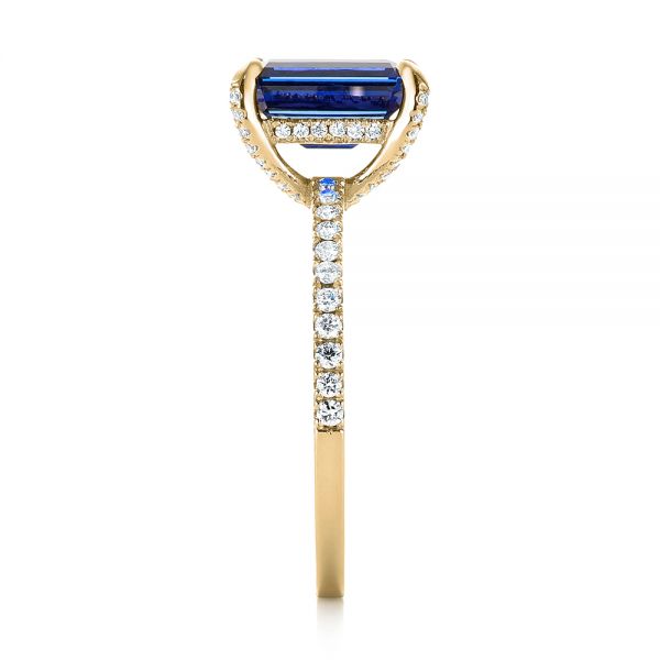14k Yellow Gold Custom Blue Sapphire And Diamond Engagement Ring ...