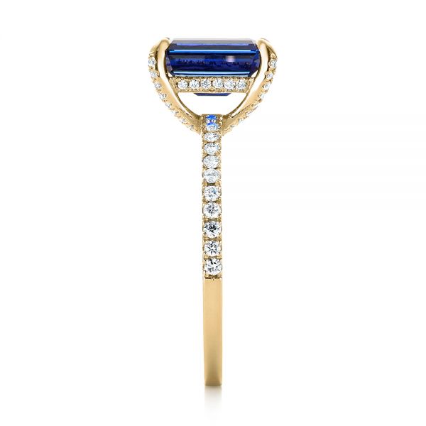 14k Yellow Gold 14k Yellow Gold Custom Blue Sapphire And Diamond Engagement Ring - Side View - 103509