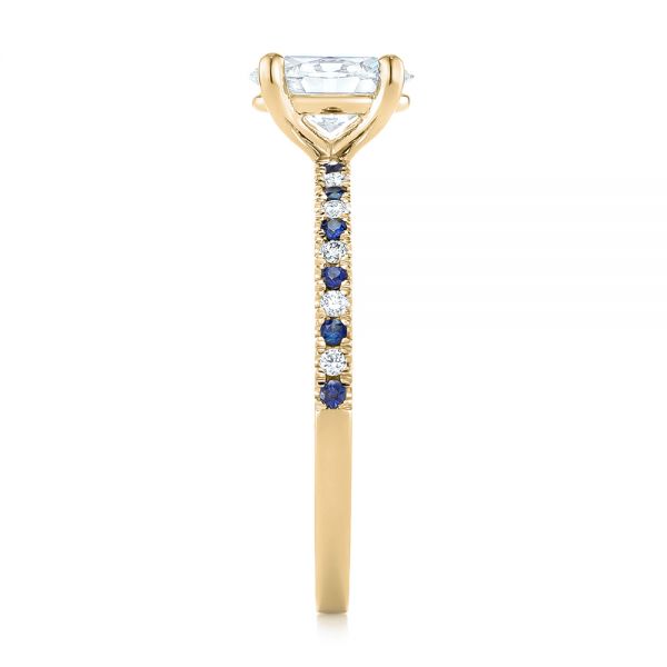 18k Yellow Gold 18k Yellow Gold Custom Blue Sapphire And Diamond Engagement Ring - Side View -  104207