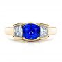 18k Yellow Gold 18k Yellow Gold Custom Blue Sapphire And Diamond Engagement Ring - Top View -  100034 - Thumbnail