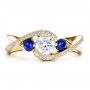 18k Yellow Gold 18k Yellow Gold Custom Blue Sapphire And Diamond Engagement Ring - Top View -  100056 - Thumbnail