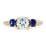 14k Yellow Gold 14k Yellow Gold Custom Blue Sapphire And Diamond Engagement Ring - Top View -  100116 - Thumbnail