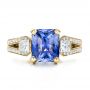 18k Yellow Gold 18k Yellow Gold Custom Blue Sapphire And Diamond Engagement Ring - Top View -  100703 - Thumbnail
