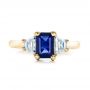 18k Yellow Gold 18k Yellow Gold Custom Blue Sapphire And Diamond Engagement Ring - Top View -  100855 - Thumbnail