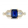 14k Yellow Gold 14k Yellow Gold Custom Blue Sapphire And Diamond Engagement Ring - Top View -  101164 - Thumbnail