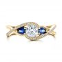 14k Yellow Gold 14k Yellow Gold Custom Blue Sapphire And Diamond Engagement Ring - Top View -  102251 - Thumbnail