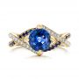 18k Yellow Gold 18k Yellow Gold Custom Blue Sapphire And Diamond Engagement Ring - Top View -  102312 - Thumbnail