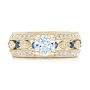 18k Yellow Gold 18k Yellow Gold Custom Blue Sapphire And Diamond Engagement Ring - Top View -  102520 - Thumbnail
