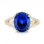 18k Yellow Gold 18k Yellow Gold Custom Blue Sapphire And Diamond Engagement Ring - Top View -  102790 - Thumbnail