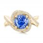 18k Yellow Gold 18k Yellow Gold Custom Blue Sapphire And Diamond Engagement Ring - Top View -  102841 - Thumbnail