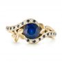 18k Yellow Gold 18k Yellow Gold Custom Blue Sapphire And Diamond Engagement Ring - Top View -  103000 - Thumbnail