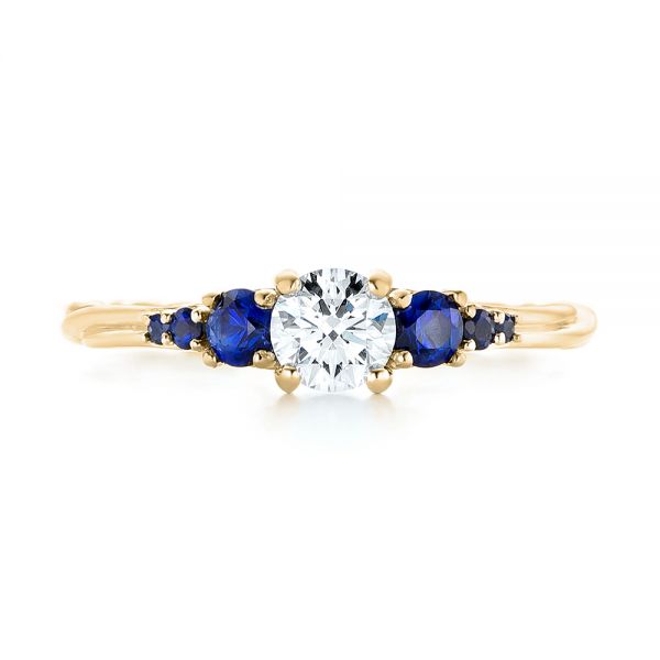 14k Yellow Gold 14k Yellow Gold Custom Blue Sapphire And Diamond Engagement Ring - Top View -  103015