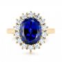 14k Yellow Gold 14k Yellow Gold Custom Blue Sapphire And Diamond Engagement Ring - Top View -  103055 - Thumbnail
