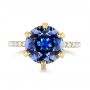 14k Yellow Gold Custom Blue Sapphire And Diamond Engagement Ring - Top View -  103545 - Thumbnail