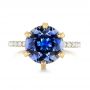 14k Yellow Gold Custom Blue Sapphire And Diamond Engagement Ring - Top View -  103545 - Thumbnail