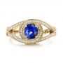14k Yellow Gold 14k Yellow Gold Custom Blue Sapphire And Diamond Engagement Ring - Top View -  103611 - Thumbnail