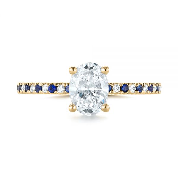 18k Yellow Gold 18k Yellow Gold Custom Blue Sapphire And Diamond Engagement Ring - Top View -  104207