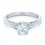 Custom Blue Sapphire And Diamond Engagement Ring - Flat View -  102403 - Thumbnail
