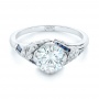 Custom Blue Sapphire And Diamond Engagement Ring - Flat View -  102916 - Thumbnail