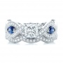  Platinum Platinum Custom Blue Sapphire And Diamond Engagement Ring - Top View -  102221 - Thumbnail