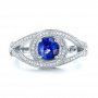  Platinum Custom Blue Sapphire And Diamond Engagement Ring - Top View -  103611 - Thumbnail