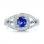 18k White Gold 18k White Gold Custom Blue Sapphire And Diamond Engagement Ring - Top View -  103611 - Thumbnail