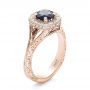 14k Rose Gold 14k Rose Gold Custom Blue Sapphire And Diamond Halo Engagement Ring - Three-Quarter View -  102153 - Thumbnail