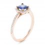 14k Rose Gold 14k Rose Gold Custom Blue Sapphire And Diamond Halo Engagement Ring - Three-Quarter View -  102485 - Thumbnail