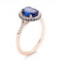 14k Rose Gold Custom Blue Sapphire And Diamond Halo Engagement Ring