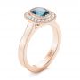 18k Rose Gold 18k Rose Gold Custom Blue Sapphire And Diamond Halo Engagement Ring - Three-Quarter View -  103467 - Thumbnail