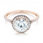 18k Rose Gold 18k Rose Gold Custom Blue Sapphire And Diamond Halo Engagement Ring - Flat View -  103474 - Thumbnail