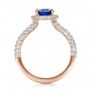 18k Rose Gold 18k Rose Gold Custom Blue Sapphire And Diamond Halo Engagement Ring - Front View -  100605 - Thumbnail